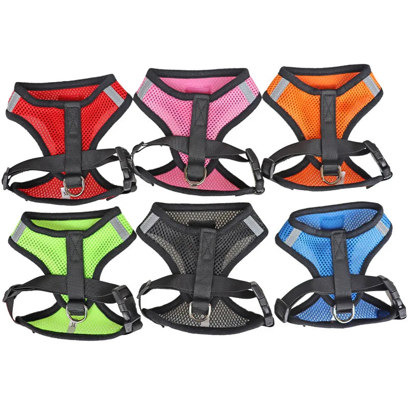 Breathable Mesh Pet Harness With Leash – Reflective Vest