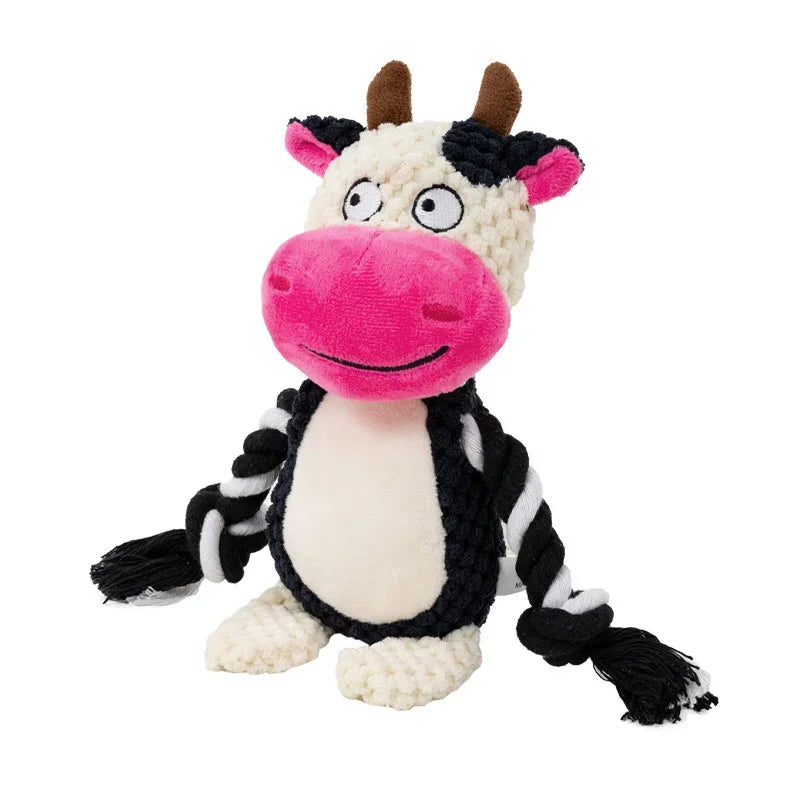 Cow Color Plush Squeaky Dog Toy – Bite-Resistant Sounding Chew