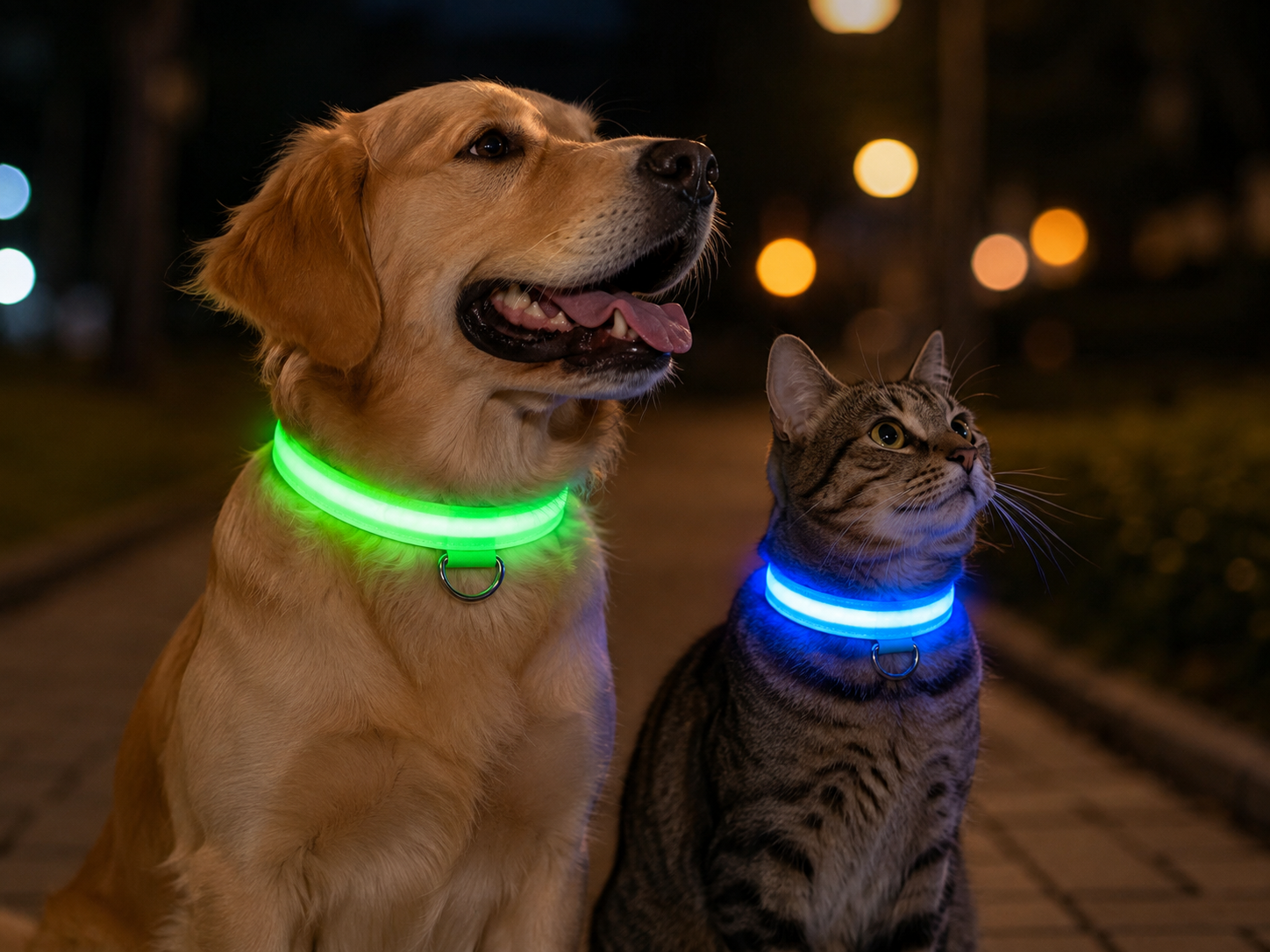 Coleira LED Recarga USB para Cães Antiperda Noturna
